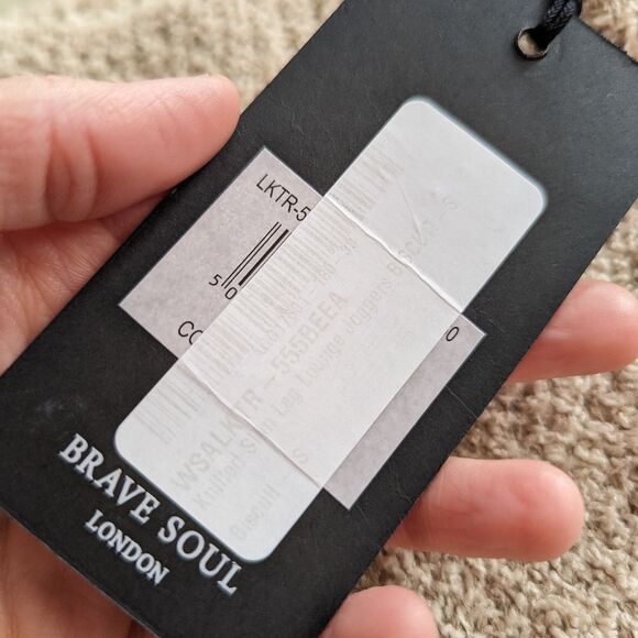 NWT Brave Soul teddy sherpa tan beige cream joggers lounge pants S Small - Picture 2 of 4